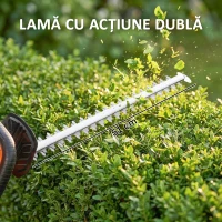 Outsunny Foarfecă de Tuns Gard Viu pe Baterie 18V, cu Baterie de 2Ah, Încărcător, Lamă Dublă de 51cm pentru Crengi, Arbuști și Ramuri, Portocaliu(m-6)