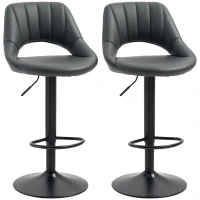 HOMCOM Bar Stools Set of 2, PU Leather Swivel Barstools with Backrest and Footrest for Kitchen, Counter, Breakfast Bar, Grey(m-1)