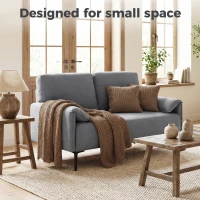 HOMCOM 2-zitsbank, dikke kussens, fluwelen bekleding, Gestoffeerde Bank, Zwart(m-6)