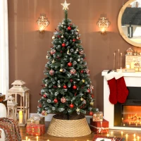 HOMCOM Kerstboomrok, Ø 68cm Kerstboomkraag van Kunststof, voor de Kerstboomstandaard, Kerstboomstandaard Afdekking voor Thuis, Feest, Decoratie, Natuurhout(m-8)