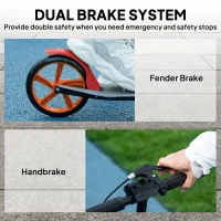 HOMCOM One-click Folding Kick Scooter for 14+ w/ Adjustable Handlebar, Push Scooter with Kickstand, Dual Brake System, Red(m-6)