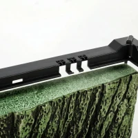 PawHut Reptile Glass Terrarium with Stone Background, Front Ventilation, Escape-Proof Knob Lock, 50 x 30 x 35 cm, Black(m-13)