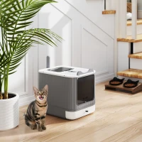 PawHut Katzentoilette Geschlossen M mit Klappdeckel Oberer Ausgang Schaufel Geruchsbeutel Leicht zu reinigen Weiß(m-6)