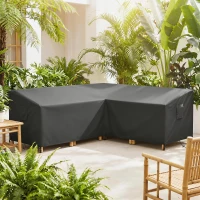 Outsunny Tuinmeubelhoes Winterbestendig Waterdicht V-vormig Anti-UV Hoes 420D Oxford-stof 216x216x78 cm Zwart(m-2)