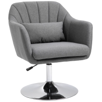 HOMCOM Swivel Accent Chair, Linen Fabric Tub Vanity Chair, Modern Armchair with Adjustable Height and Lumbar Support for Living Room Bedroom Salon Make up Room Dressing Table, Dark Grey
