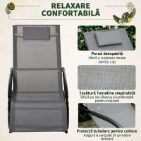 Outsunny Sezlong Balansoar Zero Gravity Ergonomic, din Metal si Texteline, 62.5x150x84cm(m-6)