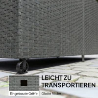 Outsunny Rattan Tuinbox 650L waterdicht UV-bestendig Kussenbox met Deksel Wielen Opbergruimte 150 x 75 x 74 cm Donkergrijs(m-8)