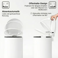 HOMCOM Prullenbak 20L, met Pedal, Binnenemmer, vingerafdrukvrij, Stil Sluiten, Crèmewit(m-5)
