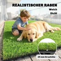 Outsunny 22-delige Set Kunstgras Tegels 30x30 cm Grasmatten met Drainagesysteem, 2m² Kunstgrasmat Kunststof Grasmat(m-4)