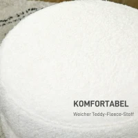 HOMCOM Ronde poef van teddyfleece, tot 120 kg, Ø40 x 45 cm, crèmewit(m-4)