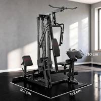 SPORTNOW Krachtstation fitnessstation met latpull butterflystang 65 kg gewichten kabel tot 120 kg(m-14)
