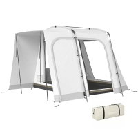 Outsunny Achtertent voor 2-4 personen, 320 x 280 x 205 cm 2-in-1 autotent waterdicht tunneltent met 4 deuren, raam en grondzeil