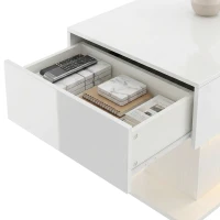 HOMCOM LED Salontafel met opbergruimte, hoogglans, modern, 2 lades & afstandsbediening, wit(m-12)