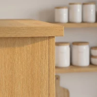 HOMCOM 104 cm rattan keukenkast met 5 planken, 12 kruidenvakken en verstelbare planken, naturel(m-11)