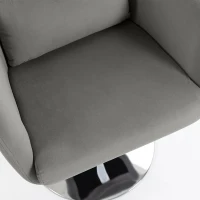 HOMCOM Retro Velvet Swivel Tub Chair with Steel Frame, Cushion Seat, Grey(m-12)