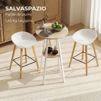 HOMCOM Tavolo Alto Rotondo con Mensola, Tavolo Moderno per Cucina o Sala da Pranzo, per 2 Persone, Naturale e Bianco(m-7)