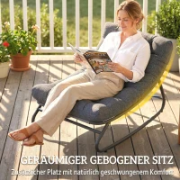 Outsunny Schommelstoel met brede textiel zitting en dik kussen, 101 x 66 x 63 cm, grijs(m-6)