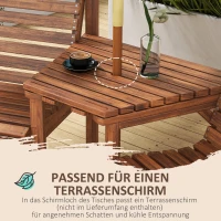 Outsunny Bistro-set 3-delig van hout, weerbestendig tuinmeubelset met lamellenontwerp en parasolgat Verkoold(m-5)