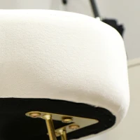 HOMCOM zitkruk in klavervorm, gevoerde poef met stofbekleding en stalen poten, crèmewit(m-9)