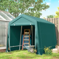Outsunny 8 x 6.5 ft Outdoor Garden Storage Shed, Waterproof Bike Tent with Double Roll-up Zipper Door for Garden Tools, Green(m-14)