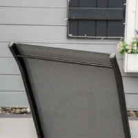 Outsunny Set de 4 Scaune de Grădină Stivuibile, Scaune de Exterior cu Cotiere din Metal și Țesătură Respirabilă, 54x75.5x95 cm, Gri(m-7)