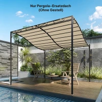Outsunny Vervangend pergoladak zonnescherm voor terrasoverkapping vervangend dakzeil voor 3 x 3 m paviljoen 298x293 cm crèmewit(m-8)