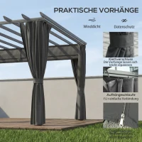 Outsunny Pergola ca. 3,6x3 m Tuinpaviljoen Terrasoverkapping van Aluminium Tuinoverkapping met Verstelbaar Dak Donkergrijs(m-5)
