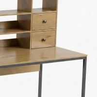 HOMCOM Computertafel met 4 laden en rekken, bureau 105 cm, naturel hout(m-11)
