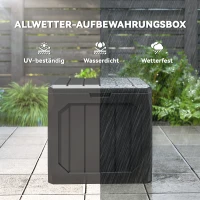 Outsunny 121L Kunststof Tuinopbergbox, Outdoor Opbergbox met Handgrepen, Zwart(m-7)