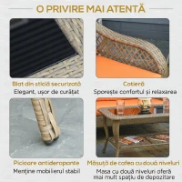 Outsunny Set Mobilier de Gradina in Ratan PE 2 fotolii Canpea cu 2 locuri si masa(m-6)