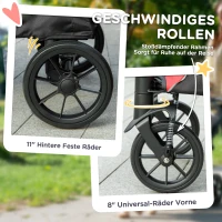 PawHut Hundewagen, Faltbarer Hundebuggy für große Hunde, Haustierwagen mit 4 Rädern, Sicherheitsleinen, Bremsen, Schwarz(m-6)