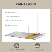 HOMCOM Oglindă de Perete Dreptunghiulară cu Cârlige, din Sticlă și MDF, 50x70 cm, Alb(m-6)