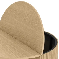 HOMCOM Tavolino Rotondo 80 cm con Piano Ribaltabile e Contenitore Nascosto, Legno Naturale(m-8)