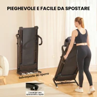HOMCOM Tapis Roulant Elettrico Pieghevole Salvaspazio, Tapis Roulant Professionale con Display LCD, Velocità 0.8-10km/h e 12 Programmi, Potenza 500W, per Casa e Ufficio, Nero(m-4)
