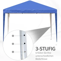 Outsunny Pavillon, 2,95 x 2,95 m Pop-Up-Faltpavillon, Gartenpavillon, Partyzelt, UV-Schutz, Stahl+Oxfordstoff, Blau(m-6)