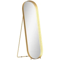 HOMCOM Volledige Lichaamsspiegel met Metalen Frame, 160 x 50 cm, Gouden Frame, voor Woonkamer, Slaapkamer(m-11)