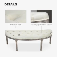 HOMCOM Gestoffeerde Bank Zitbank Vintage Retro Bedbank met Knopen Fluweelzachte Aanraking Rubberhout Beige 142 x 49 x 49 cm(m-6)
