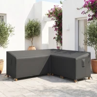 Outsunny Tuinmeubelhoes Winterbestendig Waterdicht V-vormig Anti-UV Hoes 420D Oxford-stof 216x216x78 cm Zwart(m-9)