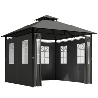 Outsunny Paviljoen Feesttent Tuinpaviljoen, 2,95 x 2,95 x 2, 85 m, Donkergrijs