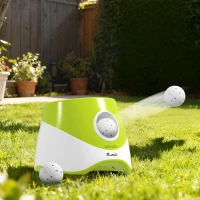 PawHut Lanceur de Balles Automatique avec 3 Balles en ETPU, 3 Réglages de Distance 6m/10m/14m, Intérieur et Extérieur, Vert(m-2)