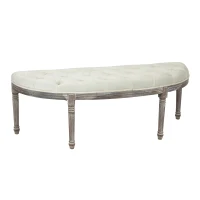 HOMCOM Gestoffeerde Bank Zitbank Vintage Retro Bedbank met Knopen Fluweelzachte Aanraking Rubberhout Beige 142 x 49 x 49 cm(m-1)