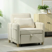 HOMCOM Schlafsessel 3 in 1 Umwandelbarer Sessel mit Bettfunktion, Breiter Sitzfläche für Wohnzimmer, Beige(m-10)
