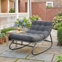 Outsunny Schommelstoel met brede textiel zitting en dik kussen, 101 x 66 x 63 cm, grijs(m-2)