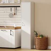 HOMCOM Armadio da Cucina Slim a 5 Ripiani con Spazio Interno Regolabile, in Legno, 40x35x180 cm, Bianco(m-10)
