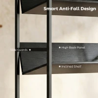 HOMCOM Bookshelf 5-Tier Metal Frame Bookcase Storage Shelves for Living Room Black(m-6)