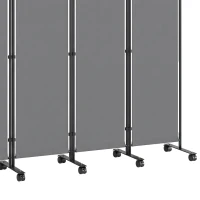 Outsunny Kamerscherm 5-delig 252 x 40 cm Vrijstaand Paravent met 12 Wielen Opvouwbaar DIY Donkergrijs(m-12)