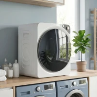 HOMCOM 5kg Vented Tumble Dryer, 1000W Compact Tumble Dryer with 5 Drying Modes, Stainless Steel Tub, White(m-14)