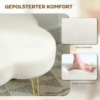 HOMCOM zitkruk in klavervorm, gevoerde poef met stofbekleding en stalen poten, crèmewit(m-5)