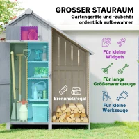Outsunny Houten tuinkast outdoor weerbestendig met bitumendak en planken, 129 x 51,5 x 180 cm, grijs(m-4)