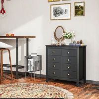 HOMCOM Elegant Chest of Five Drawers - Black(m-7)